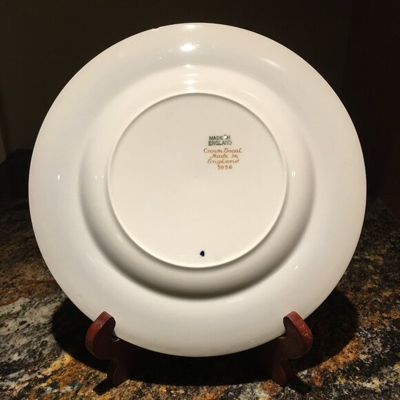 Vintage English CROWN DUCAL Cobalt and Gold Trim Dessert Plate # 2 - Picture 2 of 7